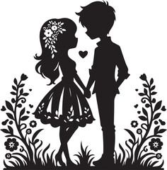 Romantic Silhouette of Embracing Couple
