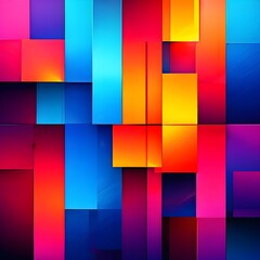 abstract background composed of overlapping rectangles in various shades of vibrant colors
