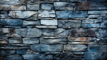 a wall of stones with a blue stone background