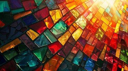 : A mosaic of vibrant colors overlapping and blending together, reminiscent of stained glass illuminated by sunlight.