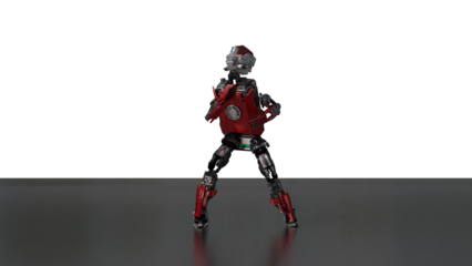 robot dancing transparent background for push on background	3D PNG photo