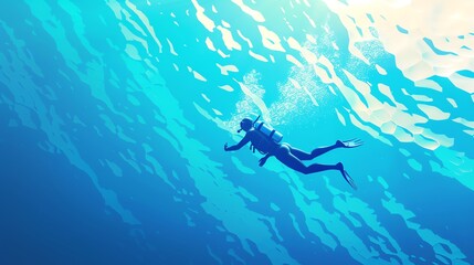 Fototapeta premium Underwater Odyssey An Isometric Diving Experience