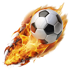 Soccer ball on fire transparent background