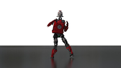 robot dancing transparent background for push on background	3D PNG photo