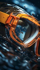 A closeup of a swim cap and goggles meticulously prepared for a race