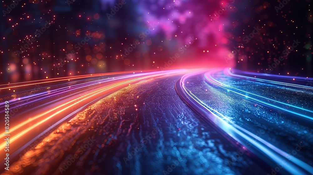 Poster ethereal pathways: 3d rendering of hyper speed in space