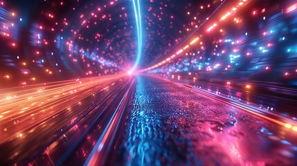 Fototapeta premium Interstellar Hyperdrive: Warp Speed in Blue-Purple Hues