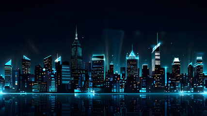 Modern artistic neon effect urban city or skyscrapers background and futuristic townscapes ai generative