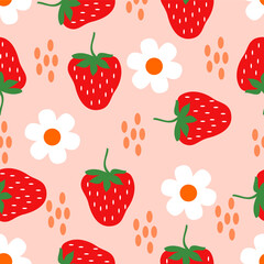 Strawberry seamless patterrn cute strawberry background
