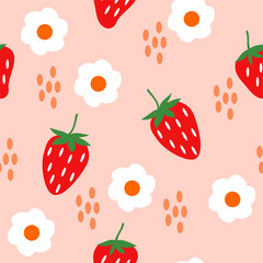 Strawberry seamless patterrn cute strawberry background