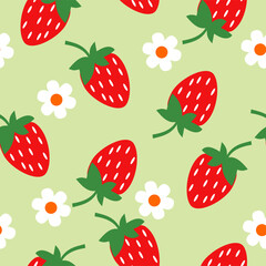 Strawberry seamless patterrn cute strawberry background