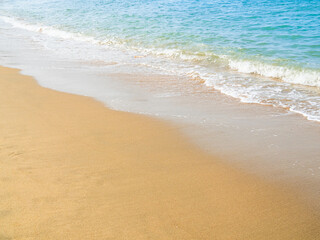 Sea Background Shore Blue Water White Sky Season Summer Tropical Ocean Beautiful Wave Seascape Vacation Smooth Wallpaper Island Outdoor Tropical Coast Sandy Nature Landscape Space for Travel Relax.