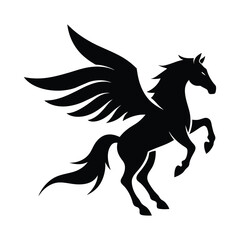 Pegasus horse silhouettes on white background | Vector illustration