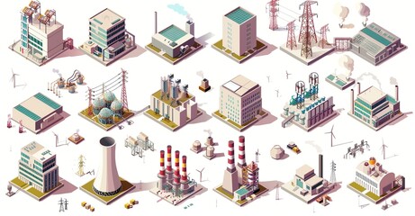 a colorful array of buildings and structures, including a pink building, a white building, and a green building, are arranged in a row from left to right the buildings feature a variety