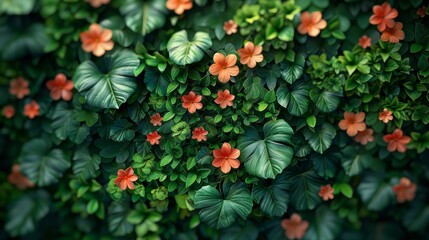 Obraz premium Botanical background with lush green foliage