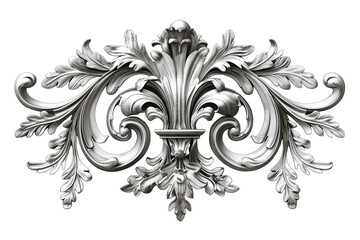 Silver engrave ornament isolated on white background