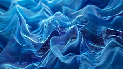 Obraz premium An abstract digital wave design with a blue circular shape as the focal point.