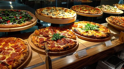 Fototapeta premium Pizza buffet with a salad bar
