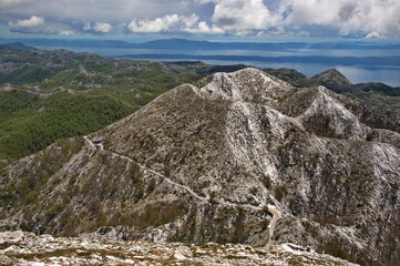 Scenic view from the Biokovo mountain in Croatia