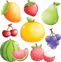 Set of Fruits Cartoon Clipart
