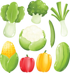 Set of Vegetables Cartoon Clipart
