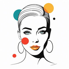 Womans face surrounded by colorful circles