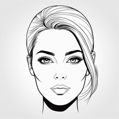 Black and white drawing of a womans face