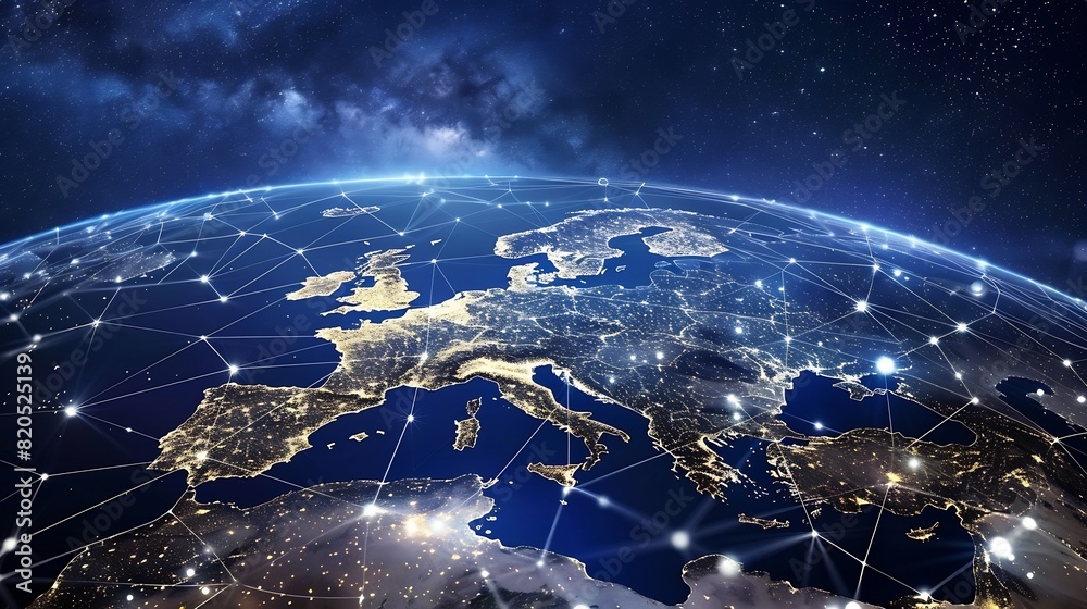 Leinwandbilder communication technology with global internet network connected in europe telecommunication and data