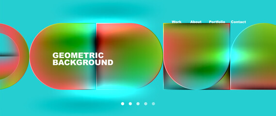 Geometric abstract glassmorphism with circles and squares. Vector Illustration For Wallpaper, Banner, Background, Card, Book Illustration, landing page