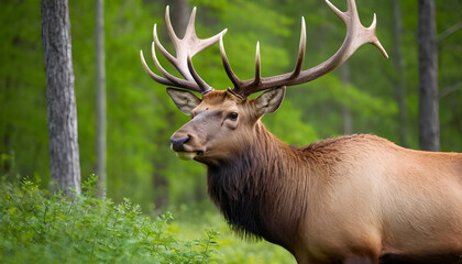 closeup of an elk in the forest
