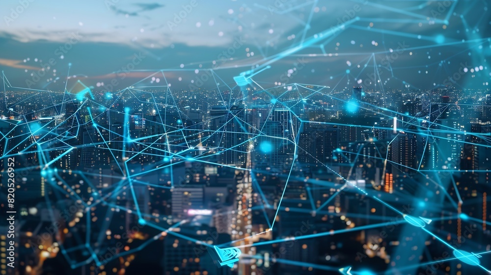 Poster smart city and communication network concept 5g iot internet of things telecommunication : generativ