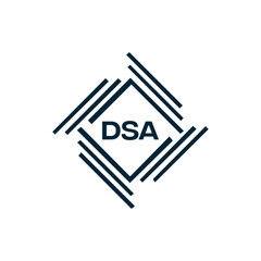 DSA logo. D S A design. White DSA letter. DSA, D S A letter logo design. D S A letter logo design in FIVE, FOUR, THREE, style. letter logo set in one artboard. D S A letter logo vector design.	
