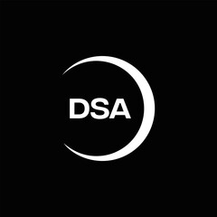DSA logo. D S A design. White DSA letter. DSA, D S A letter logo design. D S A letter logo design in FIVE, FOUR, THREE, style. letter logo set in one artboard. D S A letter logo vector design.	
