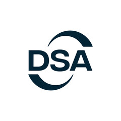 DSA logo. D S A design. White DSA letter. DSA, D S A letter logo design. D S A letter logo design in FIVE, FOUR, THREE, style. letter logo set in one artboard. D S A letter logo vector design.	

