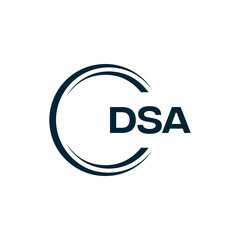 DSA logo. D S A design. White DSA letter. DSA, D S A letter logo design. D S A letter logo design in FIVE, FOUR, THREE, style. letter logo set in one artboard. D S A letter logo vector design.	
