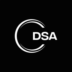 DSA logo. D S A design. White DSA letter. DSA, D S A letter logo design. D S A letter logo design in FIVE, FOUR, THREE, style. letter logo set in one artboard. D S A letter logo vector design.	
