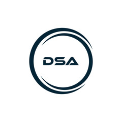 DSA logo. D S A design. White DSA letter. DSA, D S A letter logo design. D S A letter logo design in FIVE, FOUR, THREE, style. letter logo set in one artboard. D S A letter logo vector design.	
