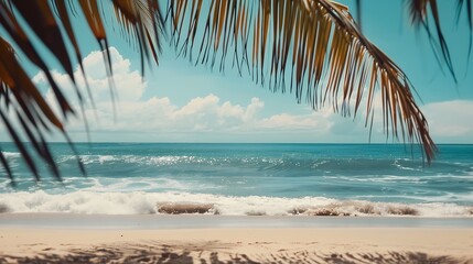 Fototapeta premium Palm and tropical beach : Generative AI