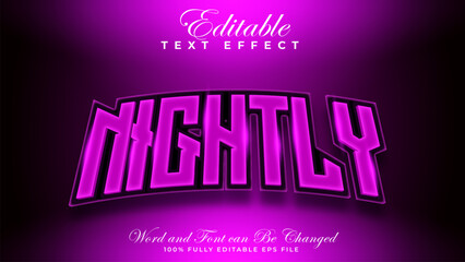 Purple light night text effect on dark background