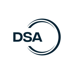 DSA logo. D S A design. White DSA letter. DSA, D S A letter logo design. D S A letter logo design in FIVE, FOUR, THREE, style. letter logo set in one artboard. D S A letter logo vector design.	

