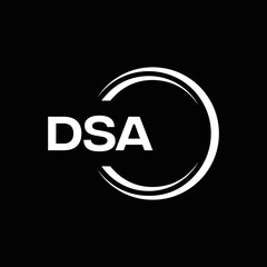 DSA logo. D S A design. White DSA letter. DSA, D S A letter logo design. D S A letter logo design in FIVE, FOUR, THREE, style. letter logo set in one artboard. D S A letter logo vector design.	
