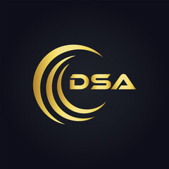 DSA logo. D S A design. White DSA letter. DSA, D S A letter logo design. D S A letter logo design in FIVE, FOUR, THREE, style. letter logo set in one artboard. D S A letter logo vector design.	
