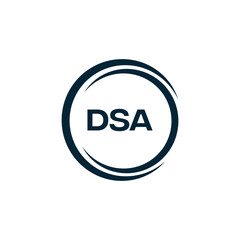DSA logo. D S A design. White DSA letter. DSA, D S A letter logo design. D S A letter logo design in FIVE, FOUR, THREE, style. letter logo set in one artboard. D S A letter logo vector design.	
