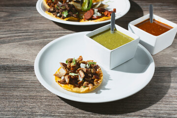 A view of a pollo asado street taco.