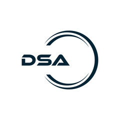 DSA logo. D S A design. White DSA letter. DSA, D S A letter logo design. D S A letter logo design in FIVE, FOUR, THREE, style. letter logo set in one artboard. D S A letter logo vector design.	
