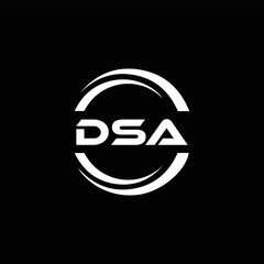 DSA logo. D S A design. White DSA letter. DSA, D S A letter logo design. D S A letter logo design in FIVE, FOUR, THREE, style. letter logo set in one artboard. D S A letter logo vector design.	
