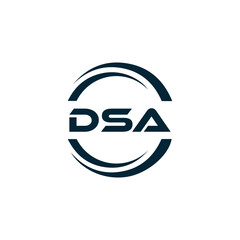 DSA logo. D S A design. White DSA letter. DSA, D S A letter logo design. D S A letter logo design in FIVE, FOUR, THREE, style. letter logo set in one artboard. D S A letter logo vector design.	
