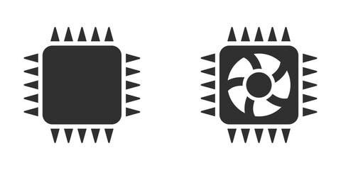 CPU Processor with cooling fan black icon vector illustration