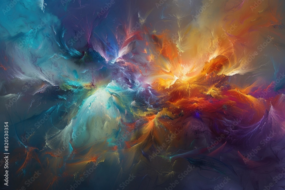 Wall mural jagged splashes of color intertwined with delicate wisps, creating a visual symphony that speaks to 