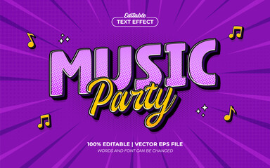 Music Party Festival 3d Cartoon Vintage Editable Text Effect Template Style Premium Vector